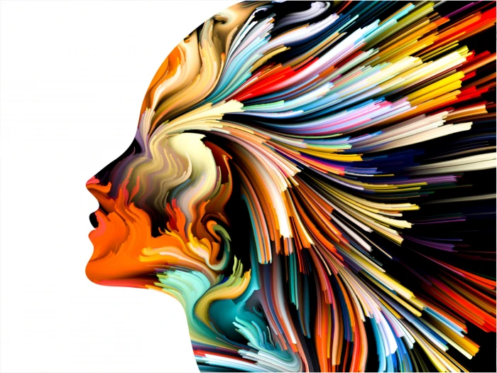 abstract painting white background women profile artwork 2k