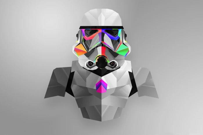 Abstract Facets Star Wars Stormtrooper multi colored studio shot