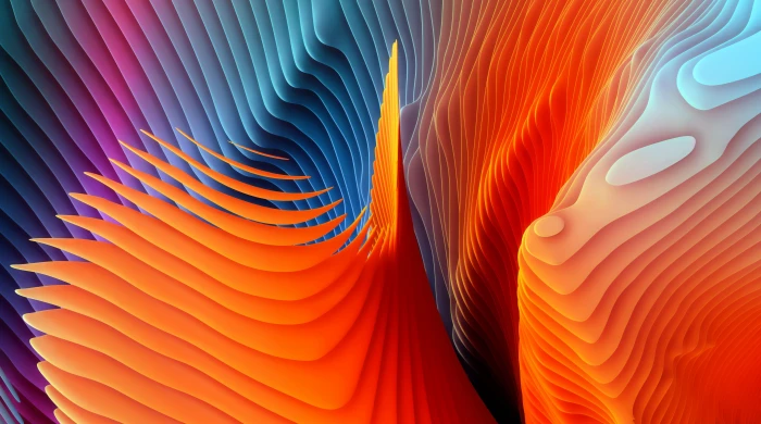 Apple Abstract orange white and blue abstract illustration 2k 4k 5k