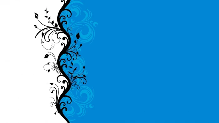 blue and white floral wallpaper abstract digital art cyan