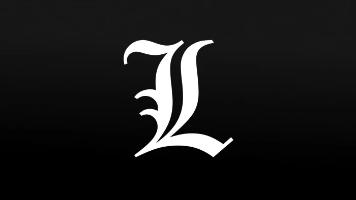 Deathnote L logo Death Note Lawliet black background simple
