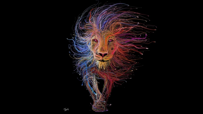 red blue and orange multi color lion illustration multicolored artwork wallpaper 85 2k