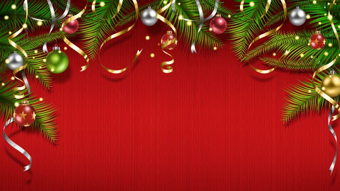 red green and gray Christmas baubles wallpaper balls decoration 2k 4k 5k