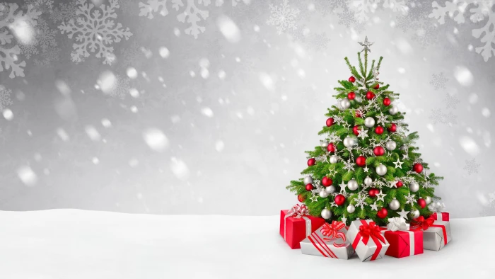 New Year gifts Christmas snow fir tree celebration 2k 4k 5k