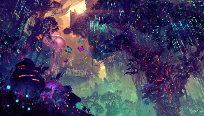 futuristic digital wallpaper art landscape city glowing 24 2k 4k
