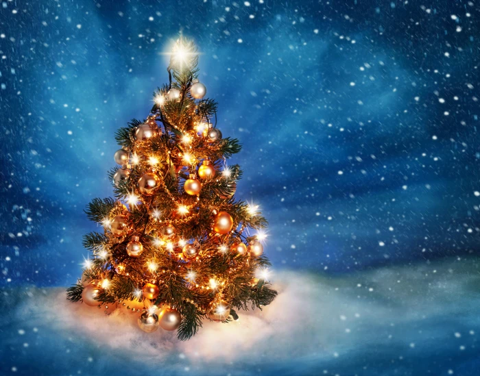 New Year Christmas Tree Merry snow ice decoration 2k 4k