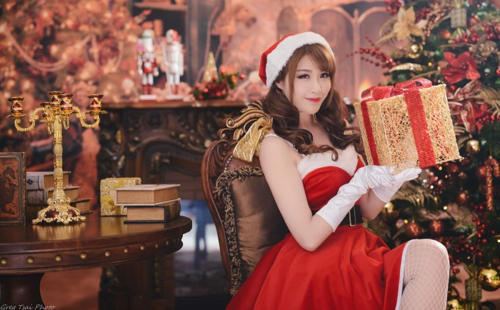 Christmas Santa Girl Dress Holidays Beautiful Woman Present 2k 4k 5k