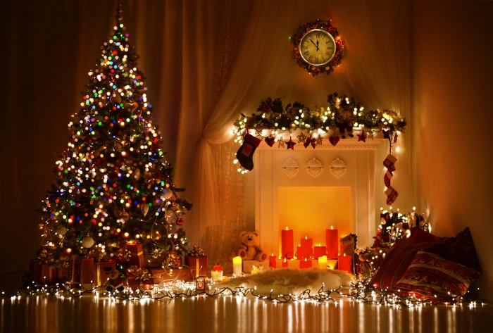 Merry Christmas tree green christmas three; mini string lights 2k 4k