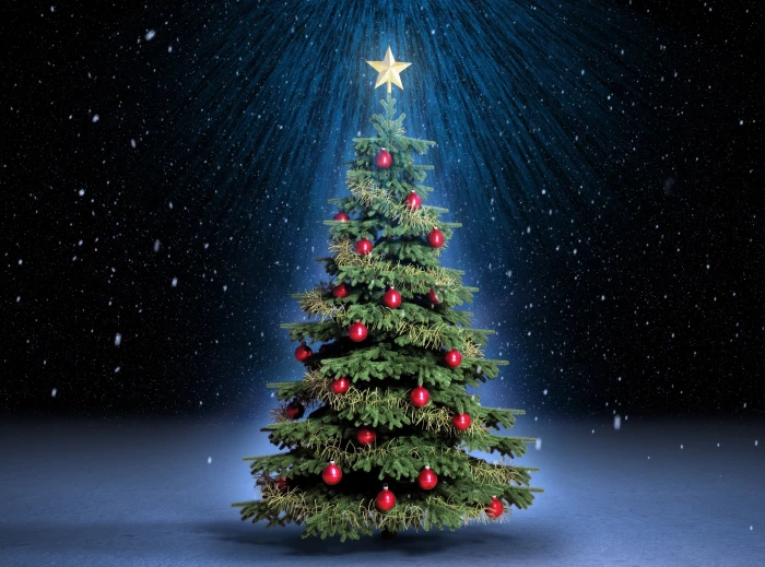 Classic Christmas Tree HD Wallpaper green and red tree 2k