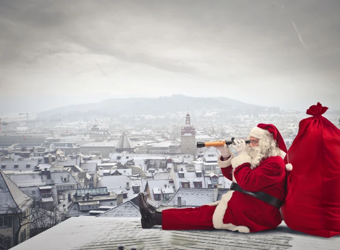 Santa Claus digital wallpaper city the gifts village 2k 4k 5k