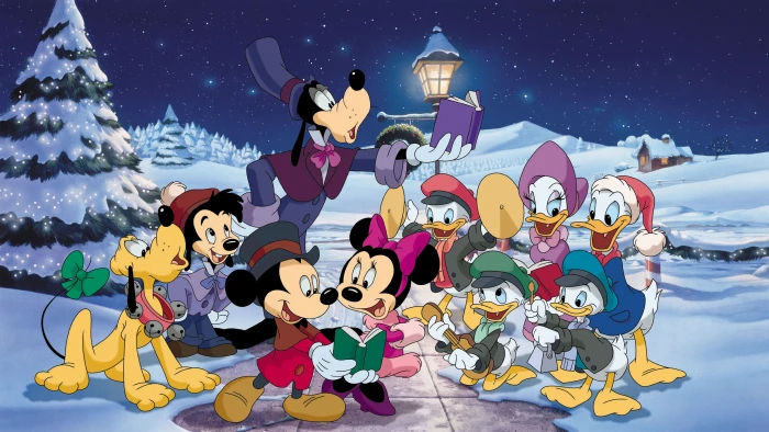 Happy Christmas Holidays Mickey And Minnie Mouse Donald Daisy Duck Goofy Pluto Other Disney Hd Wallpapers 2k