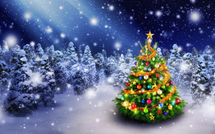 Christmas decoration tree green mini christmas snow winter 2k