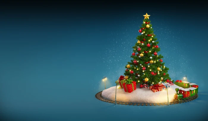 green Christmas tree New Year winter snow merry christmas 2k 4k