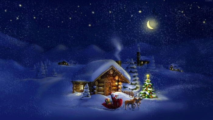 santa claus xmas christmas night star space winter nature 2k