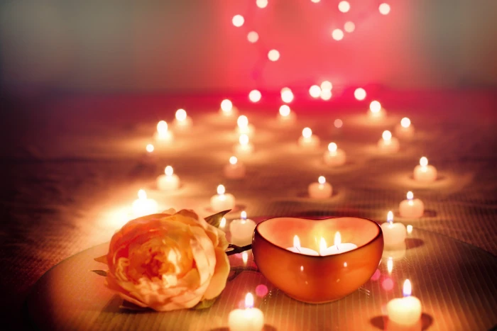 depth of field photography romantic candle arrangement candles 2k 4k