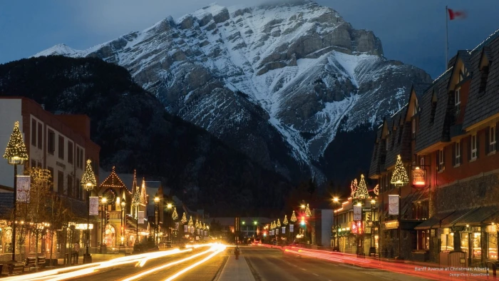 Banff Avenue at Christmas Alberta Holidays 2k