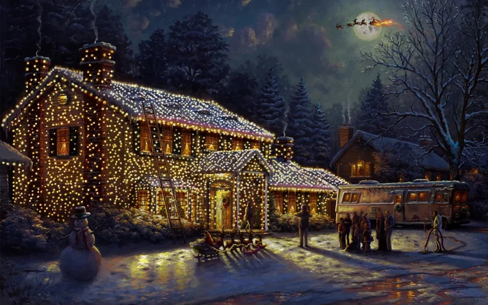 oil painting canvas movies Christmas christmas lights National Lampoons Vacation