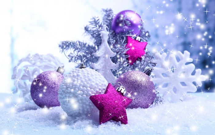 purple and white bauble balls Christmas New Year sparkles 2k