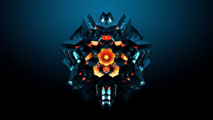 digital art cgi render abstract simple background minimalism geometry gradient symmetry facets justin maller 2k