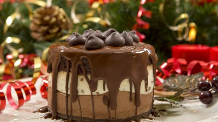 chocolate cake food dessert ribbon celebration christmas