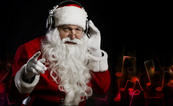 santa claus christmas headphones music hand photo