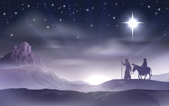 vector Christmas New year Bethlehem Mary and Joseph 2k