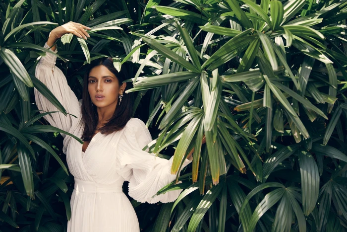 Actresses Bhumi Pednekar Black Hair Bollywood Indian White Dress 2k