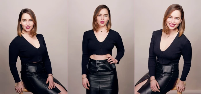 actress Emilia Clarke collage celebrity women smiling 2k 4k