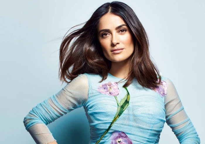 actress long hair face Salma Hayek celebrity women portrait 2k