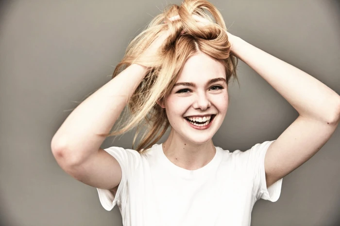Actresses Elle Fanning American Blonde Smile