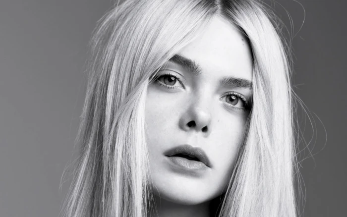 Actresses Elle Fanning Black and White Blonde Celebrity