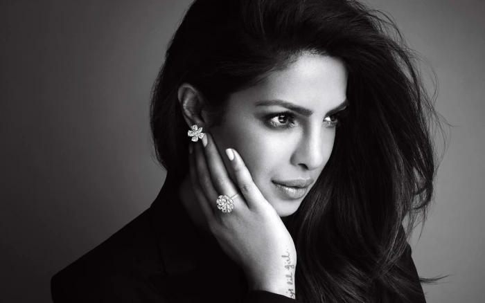 Actresses Priyanka Chopra Black amp; White Face Indian