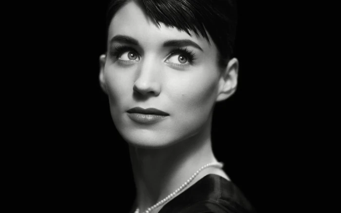 Audrey Hepburn rooney mara actress face bw headshot portrait