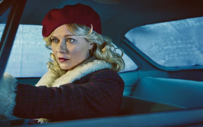Kirsten Dunst women blonde actress red lipstick car with cars