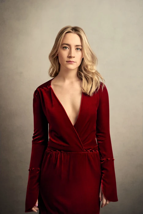 Saoirse Ronan women actress blue eyes blonde Irish simple background