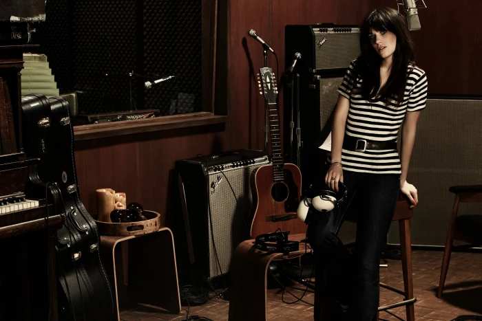 Zooey Deschanel actress singer blue eyes standing one person 2k