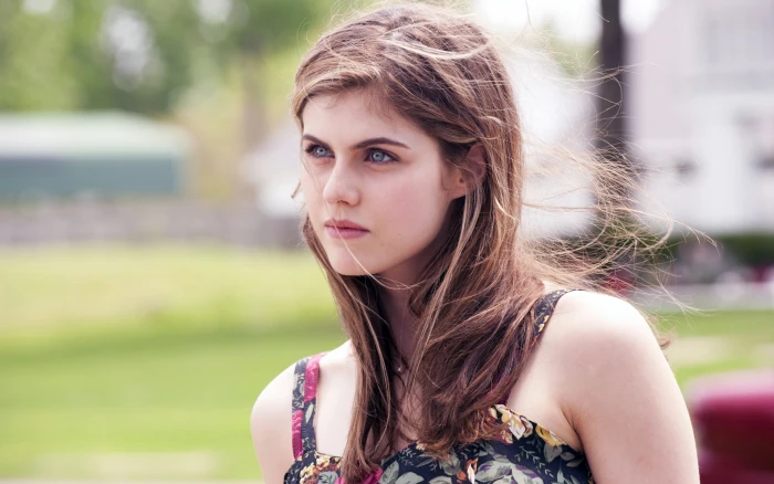 Alexandra Daddario women blue eyes brunette actress looking away 2k