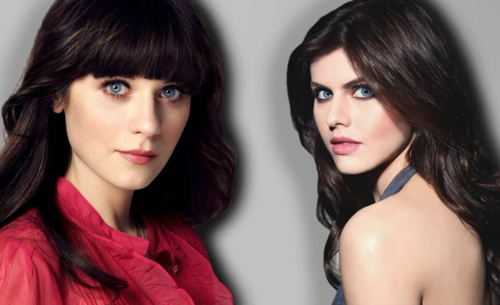 Alexandra Daddario Zooey Deschanel celebrity blue eyes women