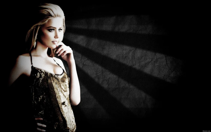 Amber Heard blonde blue eyes women celebrity actress looking away