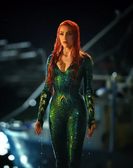 Amber Heard women actress redhead long hair bodysuit Mera
