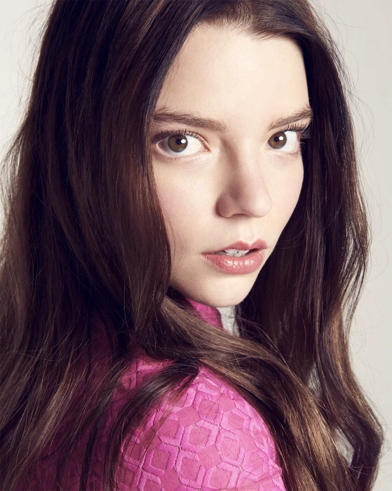 Anya Taylor Joy women actress brunette dark hair simple background 83