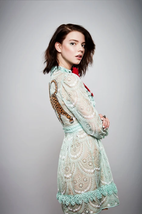 Anya Taylor Joy women actress brunette studio simple background