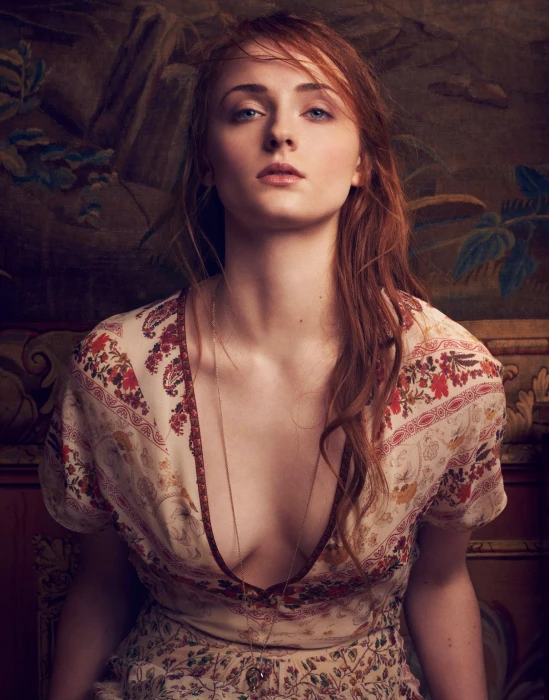 blue eyes long hair Sophie Turner dress actress redhead
