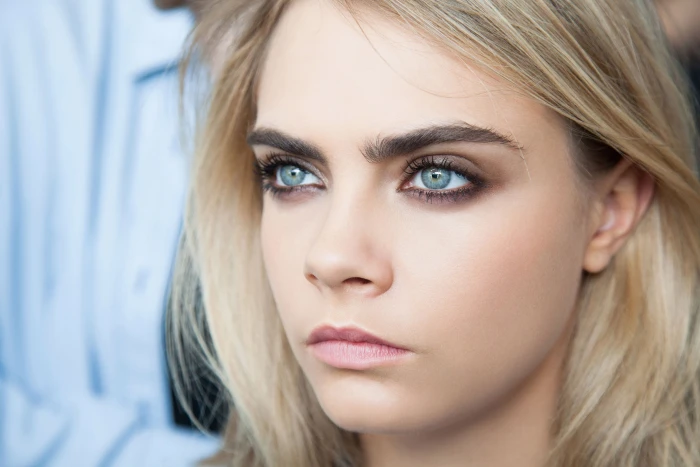 Cara Delevingne women blonde actress blue eyes face hair 2k
