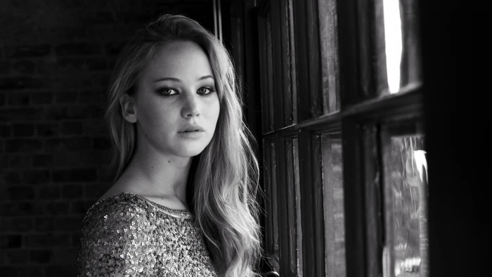 celebrity actress Jennifer Lawrence women monochrome 2k