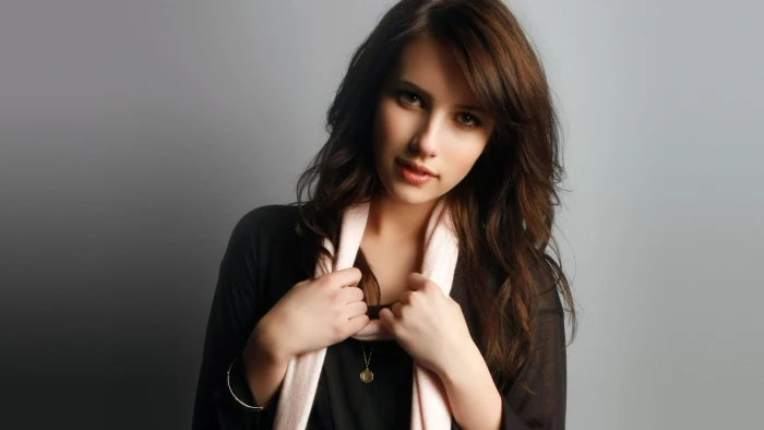Emma Roberts girl model actress beautiful widescreen women's pink scarf