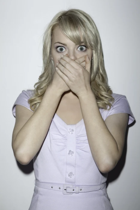 Emma Stone covering face blonde eyes women actress celebrity 2k