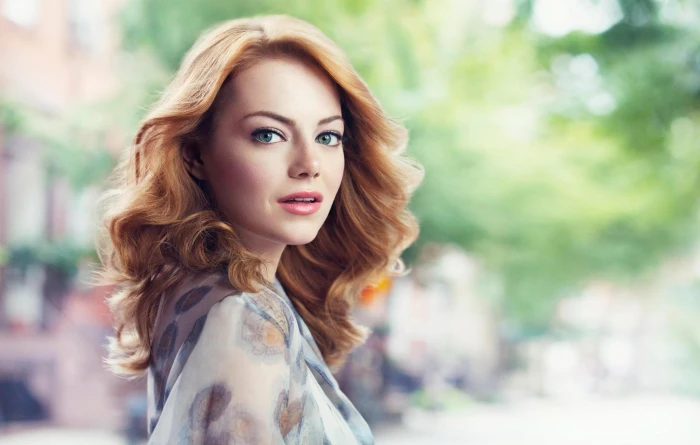 Emma Stone women portrait outdoors makeup actress 2k