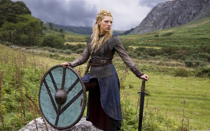 female Vikings character digital wallpaper TV series