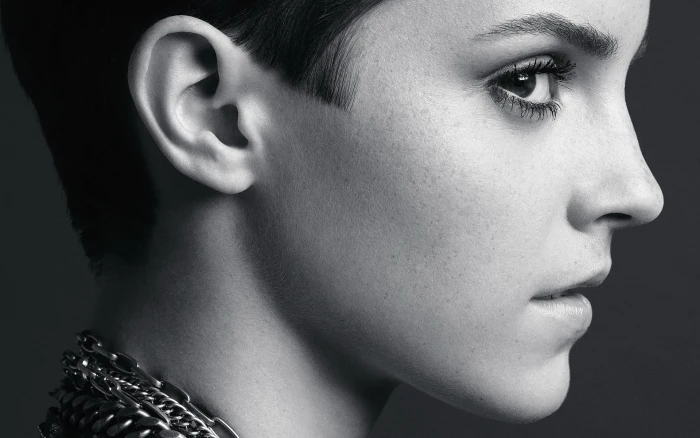 Emma Watson actress women face profile celebrity monochrome